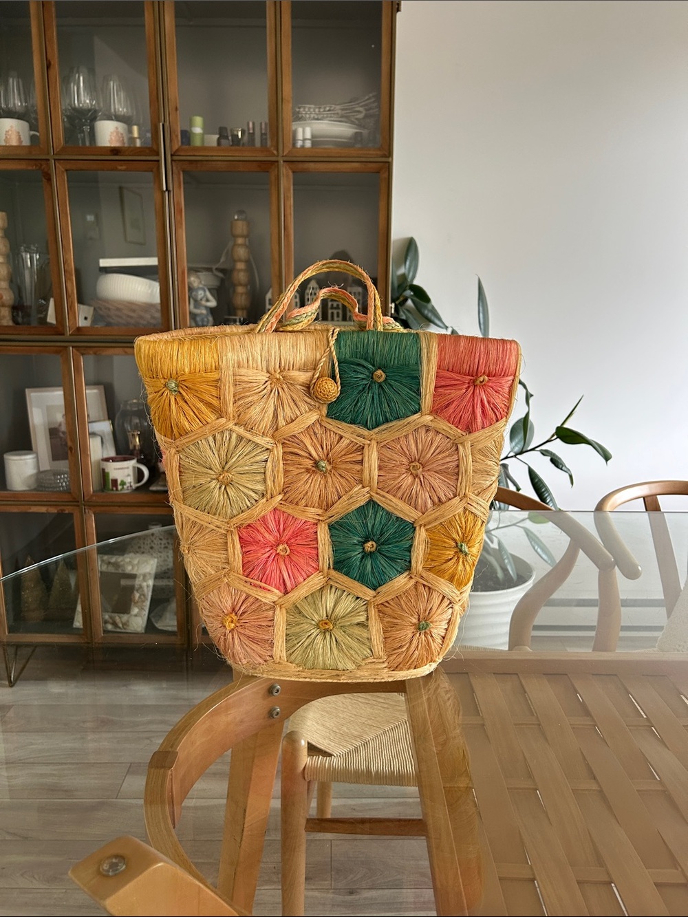 Vintage Raffia Straw Handmade Summer Beach Foral Bag